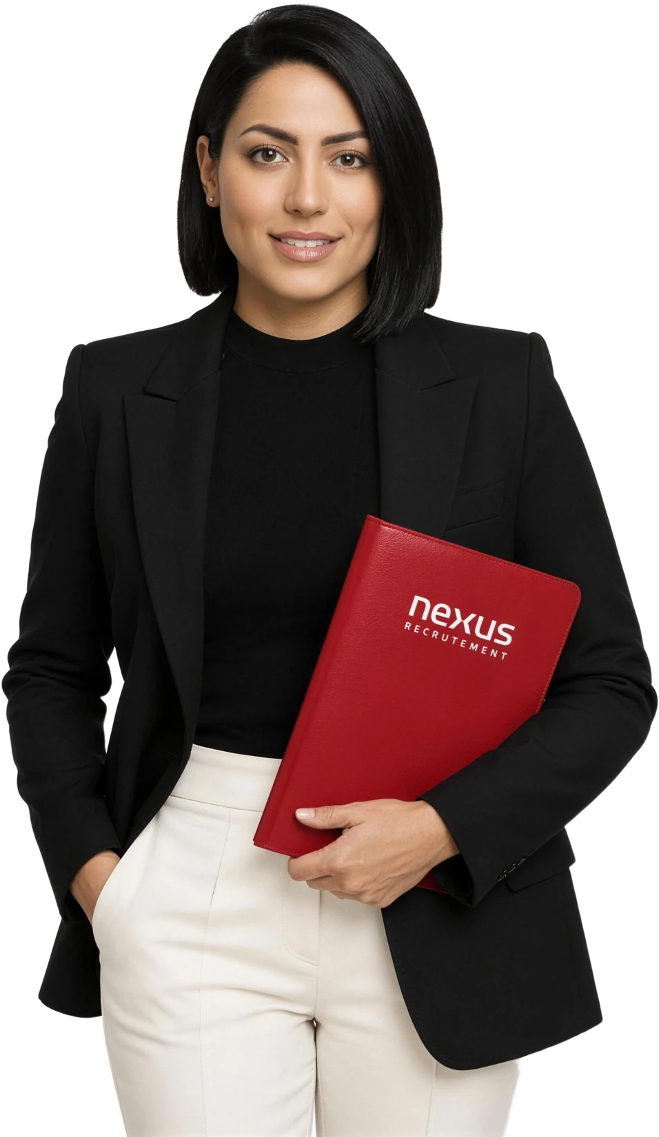 Conseillère Nexus Recrutement tenant un dossier Nexus